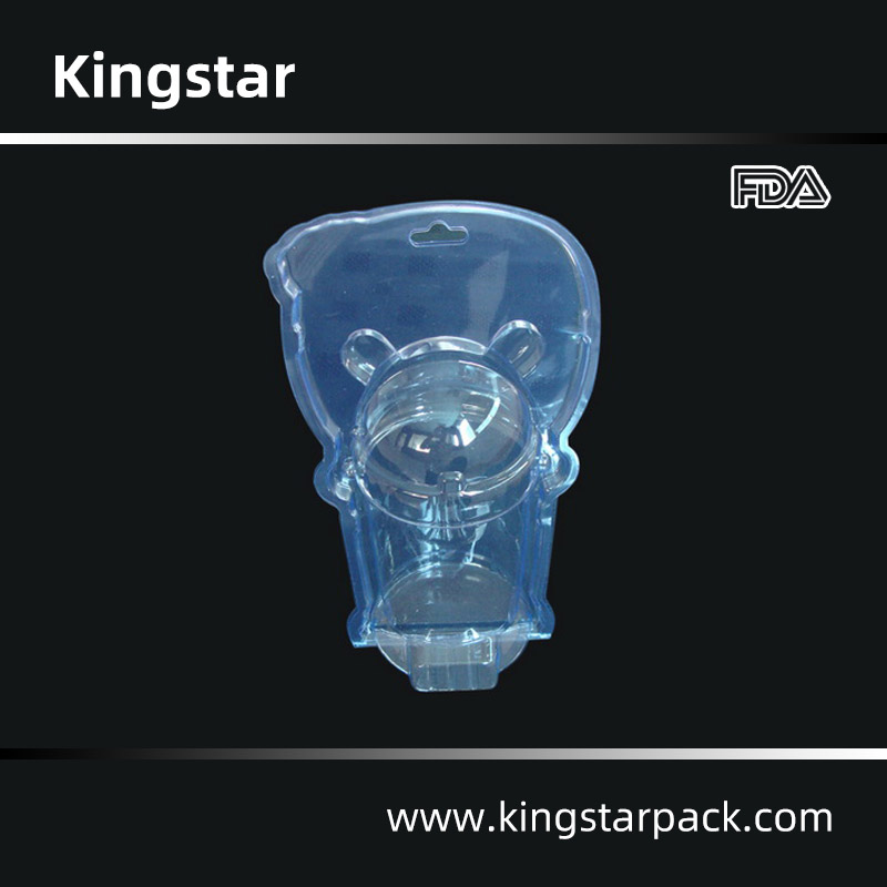 Vacuum formed plastic clamshell blister packaging for silicone baby feeding bottles